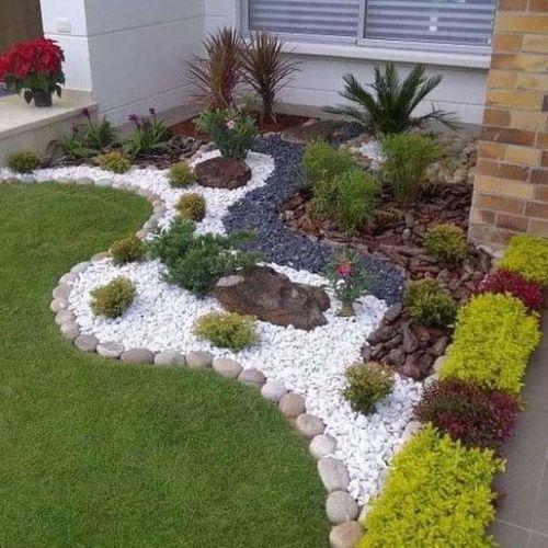 desain taman rumah dengan batu alor putih