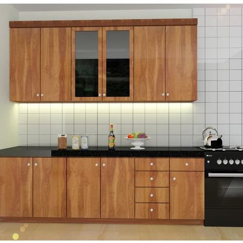 Desain kitchen set dengan tampilan kayu ekspos