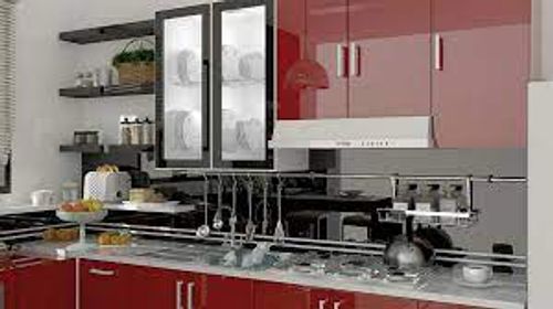 model kitchen set stainless steel warna merah